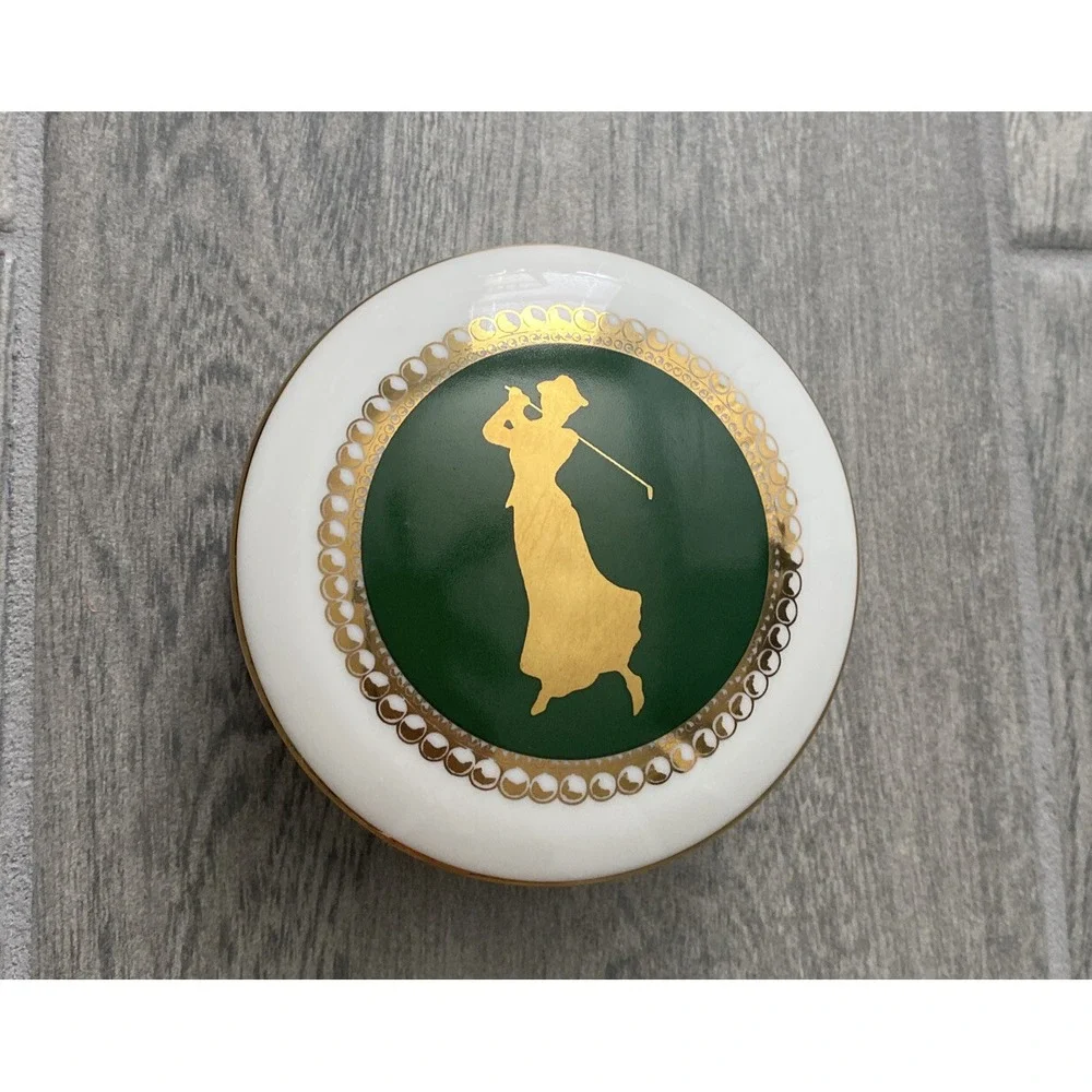 PAPEL Freelance Trinket Box Lady Golfer Fine Bone China 1996 Made In Thailand